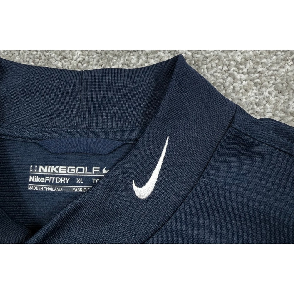 Nike Golf FIT DRY Mock Neck Shirt Mens XL Navy Blue Long Sleeve Swoosh